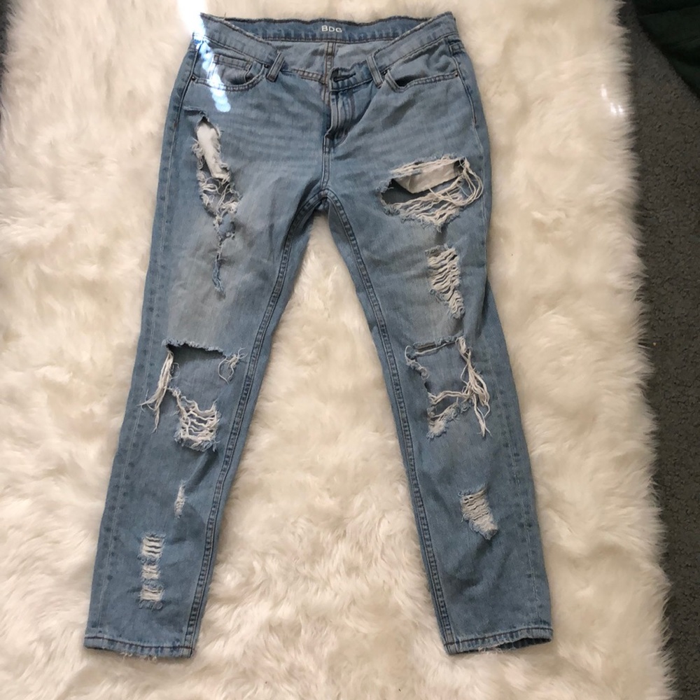 Slim Boyfriend Ripped Jeans